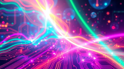 Obraz premium Abstract Circuit Board with Glowing Lines