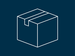 Box icon. Black Friday icon and symbol. White outline Icon. Simple outline icon.