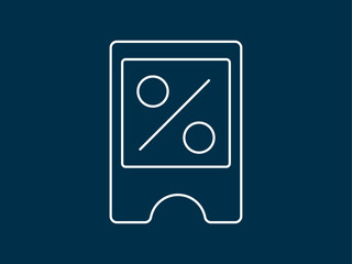 Coupon icon. Black Friday icon and symbol. White outline Icon. Simple outline icon.