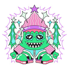 Y2K Streetwear. Y2K Clothing. Y2K Apparel. Y2K Design. Streetwear Design. Streetwear T-shirt Design.
T-shirt Design Christmas. Christmas Cartoon Character. Vector Cartoon.