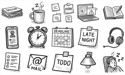Hand Drawn Productivity Office Icons