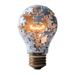 graphic showcase png dicut transparent Creative light bulb design featuring puzzle pieces, symbolizing innovation.