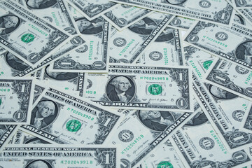 Dollars background. Cash dollars banner for finance. Poster with dollar bills. Dollar banknote....