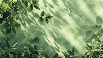 Nature-Inspired Green Background with Leaf Shadow Overlay – Organic and Minimal Backdrop for Eco Branding and Design