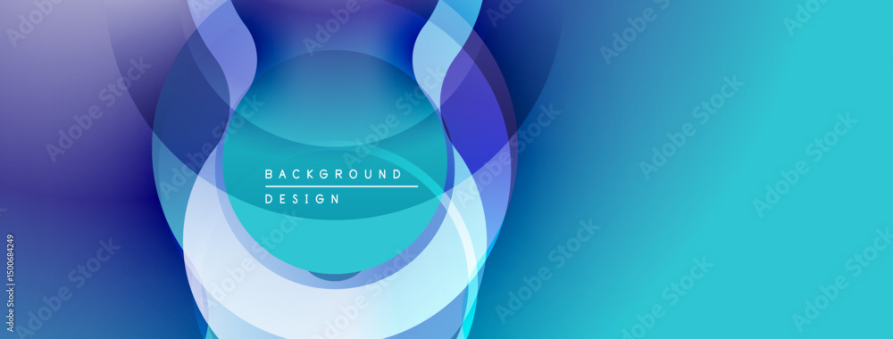 Poster Abstract blue design features layered circles, gradients. Modern aesthetic, suitable for backgrounds, presentations. Smooth transitions create depth.