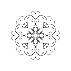 Flower Mandala Snowflake Line Art