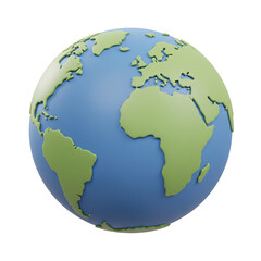 Naklejka premium Cartoon Earth globe with continents view