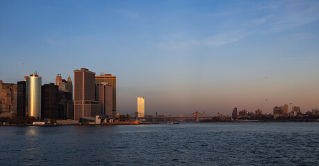 Naklejka premium Panoramic view of New York, United States. New York city skyline in Midtown Manhattan. USA, NYC, NY, Manhattan. American big city. Lower Manhattan skyline. New York from New Jersey.