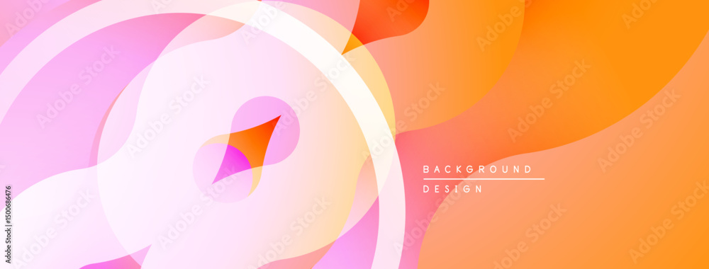 Poster Abstract fluid shapes, soft gradients. Pink, orange hues blend seamlessly creating dynamic composition. Modern design element.