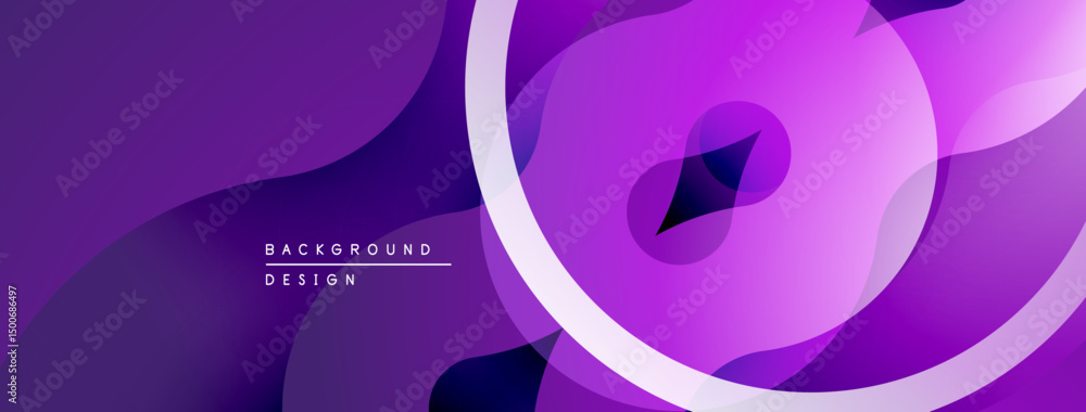 Poster Abstract purple background. Fluid shapes overlap, creating dynamic visual effect. Modern design element for digital projects.
