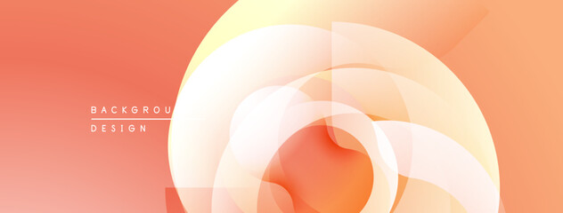 Abstract orange design. Overlapping circles create dynamic visual effect. Soft gradients, modern aesthetic, simple composition.