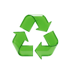 Obraz premium Green recycling symbol glossy translucent icon