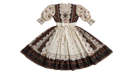 Early 1900s Austrian Hauskleid House Dress Floral Cotton Print Apron