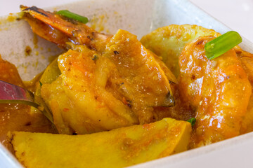 Gambas au chou palmiste 