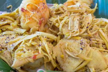 Gambas au chou de vacoa