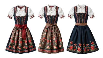 Salzburg Austrian Dirndl Dress Set Bodice Blouse Skirt Apron Folded
