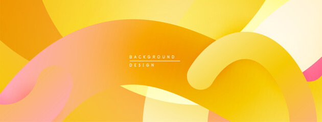 Abstract fluid shapes, warm color palette. Yellows, oranges, pinks blend smoothly. Modern design element for backgrounds.