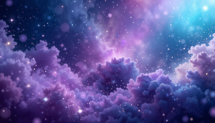Abstract Cosmic Background in Deep Navy, Galactic Purple & Aurora Pink – Glittering Particle Clouds, Iridescent Glow, Magical Foil Shine for Fantasy Covers & NFT Art