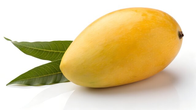 Single Alphonso (Hapus) Mango on White Background in Natural Light