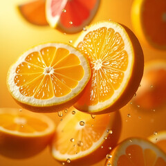 Healthy Vitamin C Concept with Juicy Orange Slices in Motion