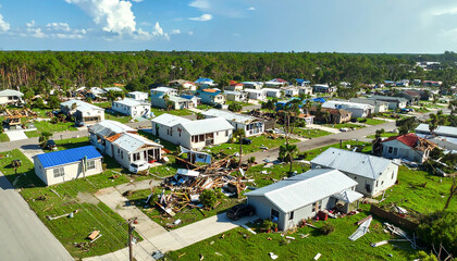 Homes and cities damaged by tornado.