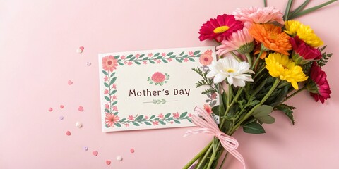 mother day gift element on white and pink background