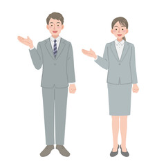 案内をするビジネスパーソンの男女