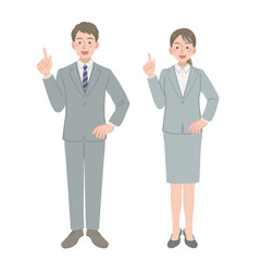 指差しをするビジネスパーソンの男女