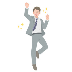 ガッツポーズ・ジャンプするビジネスマンのイラスト