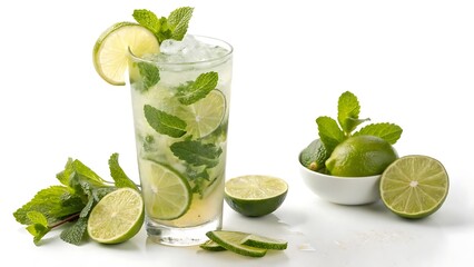 Fototapeta premium mojito cocktail on white background