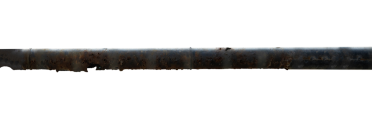 rusty damaged iron pipe isolated