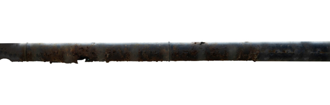 rusty damaged iron pipe isolated