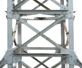 steel tower construction on white background