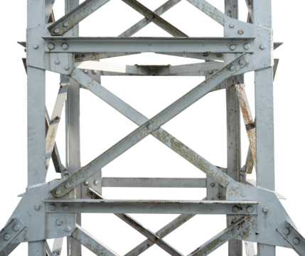 steel tower construction on white background