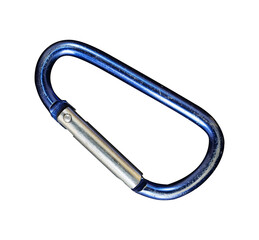 blue carabiner on white