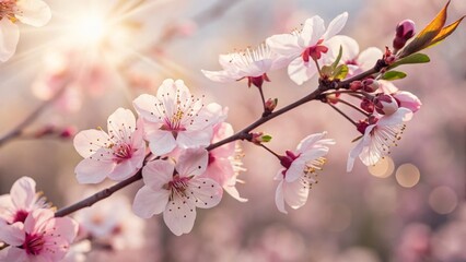 Sunlit Pink Blossom Branch, Spring Flowers, Nature Photography, Spring Bloom Spring, Flowers