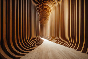 Wooden tunnel architectural design interior