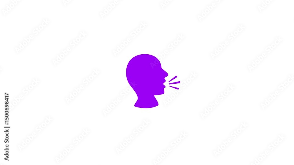 Poster voice control icon. speak or talk recognition icon animation. sound commander or speech dictator hea