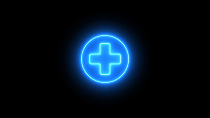 Obraz premium Neon effect Plus Icon. glowing plus text icon. Add plus sign and symbol.