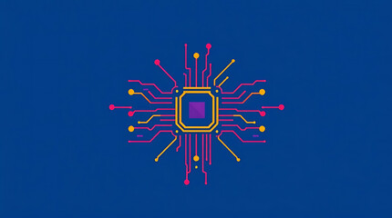 Electronic Chip on Blue Background