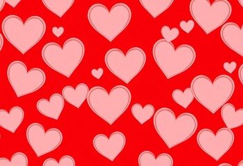 Seamless vector pattern of red hearts on a red background, perfect for Valentine's Day , valentines, holiday pattern