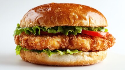 Crispy Chicken Sandwich Delightfully Stacked on a Fresh Bun