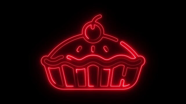 Glowing Christmas Cupcake with Candle and Red Ribbon Beside Red Christmas Tree Vector Illustration for Holiday Celebration and New Year Dessert Design