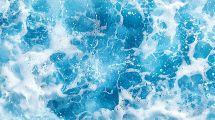 Fototapeta premium aerial view of turquoise ocean water with splashes and foam for abstract natural background and texture