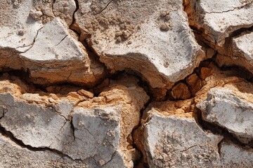 Fototapeta premium Cracked earth texture revealing dry soil and drought effects in the landscape Generative AI