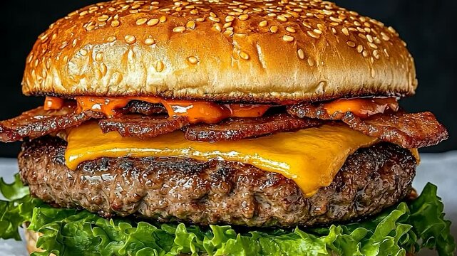 Juicy Bacon Cheeseburger with Sesame Bun