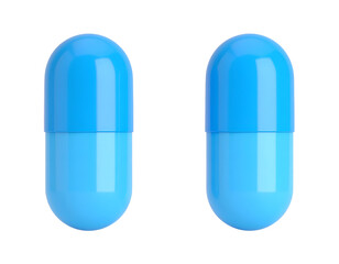 Two glossy light-blue capsules, side-by-side
