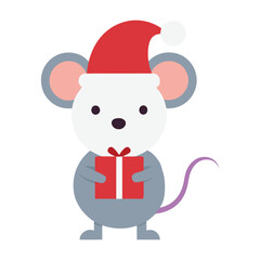 : cute-mouse-with-santa-hat-holding-a-gift
