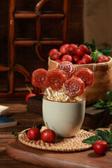 Hawthorn candied haws indoor photography, children's day snack