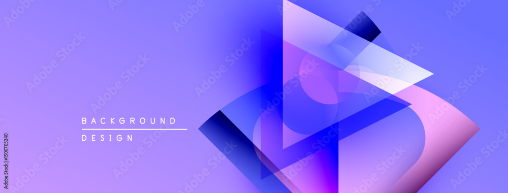 Aufkleber abstract geometric shapes overlap, creating vibrant purple gradient background. modern design elemen